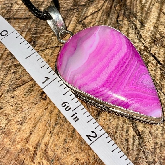Pink Banded Botswana Agate Pendant 2 1/4” - Picture 12 of 15